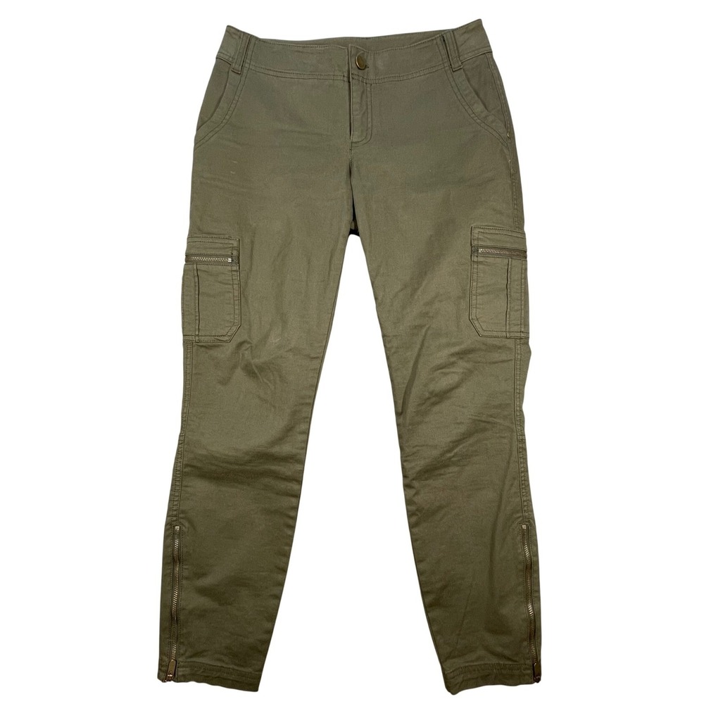 Athleta Olive Green Zipper Ankle Cargo Utility Pants Women Size 2